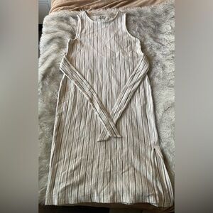 Loft Outlet Cream Striped Knit Dress